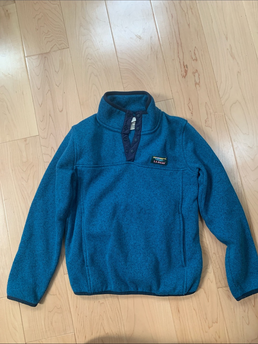 L.L. Bean Teal Snap-Front Fleece Pullover kids sz 8